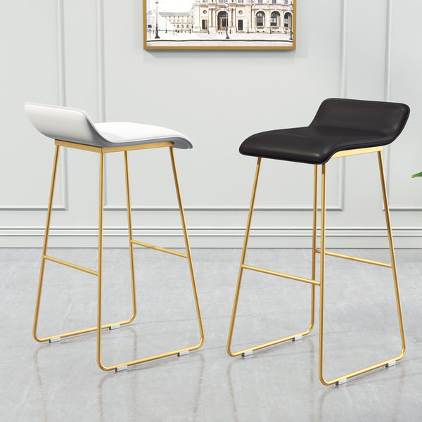 定制北歐休閒吧檯椅設計師鐵藝簡約吧凳金色高腳椅軟墊酒吧椅子