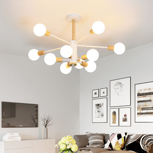 北歐實木客廳吊燈創意個性大氣魔豆燈家用現代簡約led玻璃分子燈