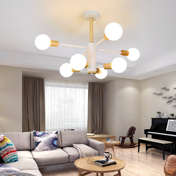 北歐實木客廳吊燈創意個性大氣魔豆燈家用現代簡約led玻璃分子燈