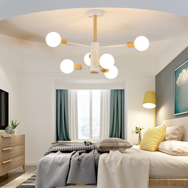 北歐實木客廳吊燈創意個性大氣魔豆燈家用現代簡約led玻璃分子燈