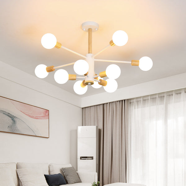 北歐實木客廳吊燈創意個性大氣魔豆燈家用現代簡約led玻璃分子燈