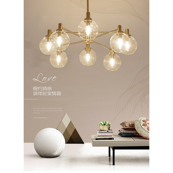 後現代輕奢華大氣簡約個性創意餐廳客廳臥室多頭鐵藝玻璃圓球吊燈 - luxhkhome