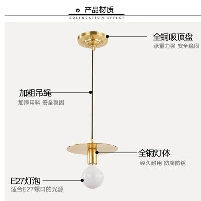 後現代餐廳吧台全銅輕奢單頭小吊燈 北歐現代簡約陽台鏡檯燈飾 - luxhkhome