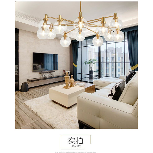 後現代輕奢華大氣簡約個性創意餐廳客廳臥室多頭鐵藝玻璃圓球吊燈 - luxhkhome