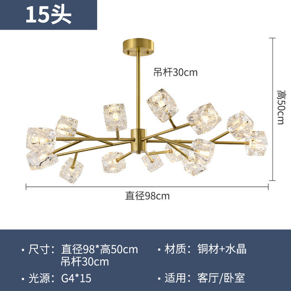 後現代輕奢全銅水晶吊燈北歐簡約餐廳客廳臥室書房創意藝術分子燈 - luxhkhome