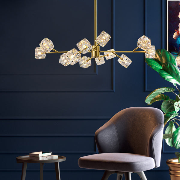 後現代輕奢全銅水晶吊燈北歐簡約餐廳客廳臥室書房創意藝術分子燈 - luxhkhome