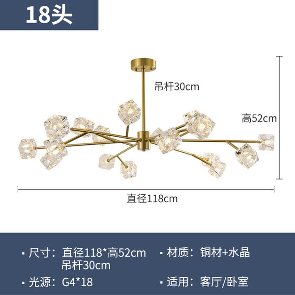 後現代輕奢全銅水晶吊燈北歐簡約餐廳客廳臥室書房創意藝術分子燈 - luxhkhome