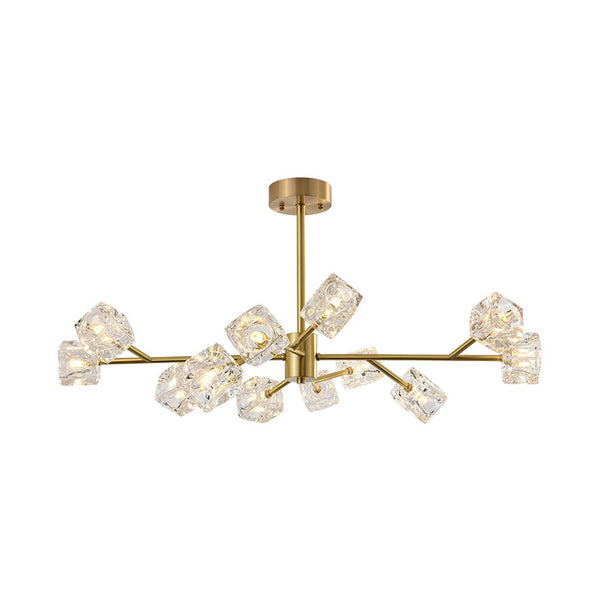 後現代輕奢全銅水晶吊燈北歐簡約餐廳客廳臥室書房創意藝術分子燈 - luxhkhome