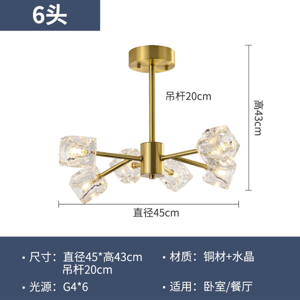 後現代輕奢全銅水晶吊燈北歐簡約餐廳客廳臥室書房創意藝術分子燈 - luxhkhome