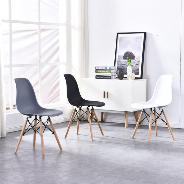 北歐餐椅現代簡約實木椅子電腦椅洽談靠背家用塑料伊姆斯椅 - luxhkhome
