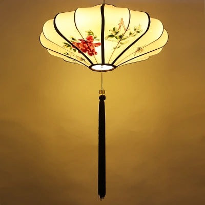 新中式仿古燈 藝術手繪燈創意古典燈籠吊燈 餐廳燈布藝燈具茶樓燈 - luxhkhome