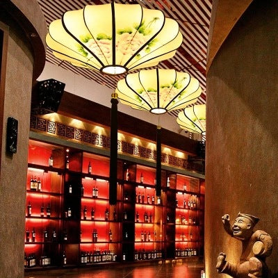 新中式仿古燈 藝術手繪燈創意古典燈籠吊燈 餐廳燈布藝燈具茶樓燈 - luxhkhome