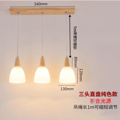 北歐餐廳吊燈個性創意三頭餐廳燈簡約現代led木質飯廳燈具木吊燈
