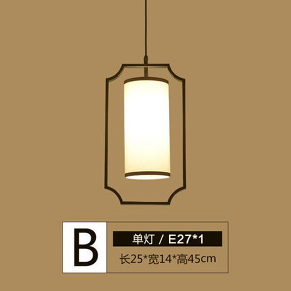 現代新中式床頭吊燈簡約鐵藝餐廳酒店工程別墅庭院茶樓布藝過道燈