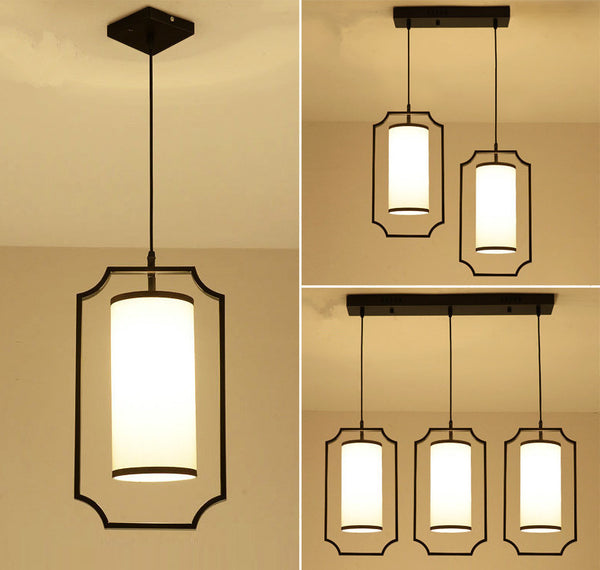 現代新中式床頭吊燈簡約鐵藝餐廳酒店工程別墅庭院茶樓布藝過道燈