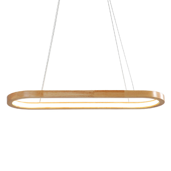 北歐風格實木餐廳吊燈簡約LED個性創意吧台書房飯廳長條形燈具