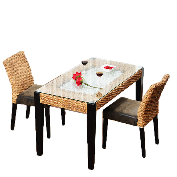 小戶型餐桌酒店飯店餐廳籐編餐桌椅組合長方形飯桌藤餐桌藤藝餐檯