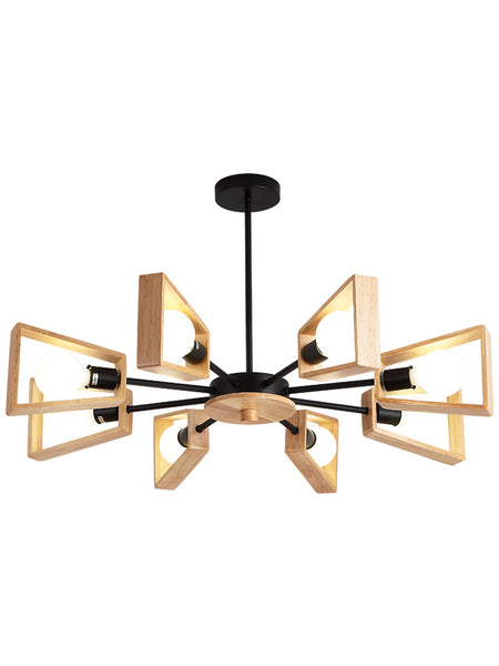 北歐風格個性創意實木臥室吊燈餐廳書房木質燈具簡約現代客廳吊燈