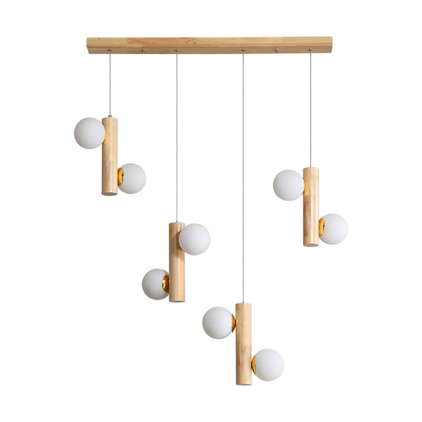 北歐餐廳吊燈簡約創意個性魔豆燈實木led吧檯燈日式飯廳玻璃燈具