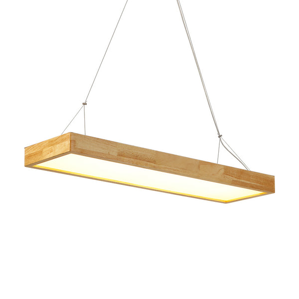 北歐餐廳燈簡約長方形吊燈LED日式現代簡約辦公室工作室實木燈具