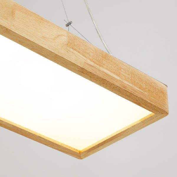 北歐餐廳燈簡約長方形吊燈LED日式現代簡約辦公室工作室實木燈具