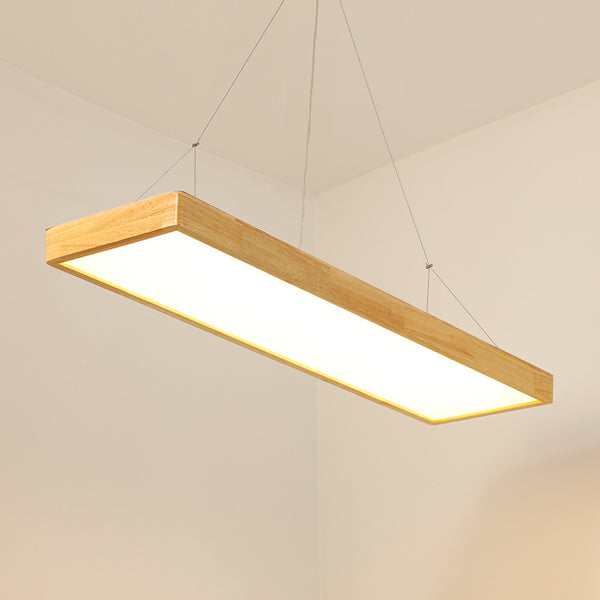 北歐餐廳燈簡約長方形吊燈LED日式現代簡約辦公室工作室實木燈具