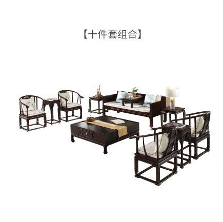 新中式實木布藝沙發組合現代禪意中國風羅漢床沙發白蠟木客廳家具