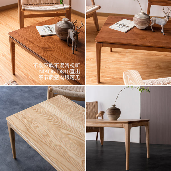 同頻者 北歐日式現代極簡家用客廳實木茶几 束身白蠟木無輔材