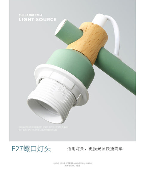 北歐現代簡約時尚客廳原木燈具創意實木吊燈8頭餐廳馬卡龍吊燈