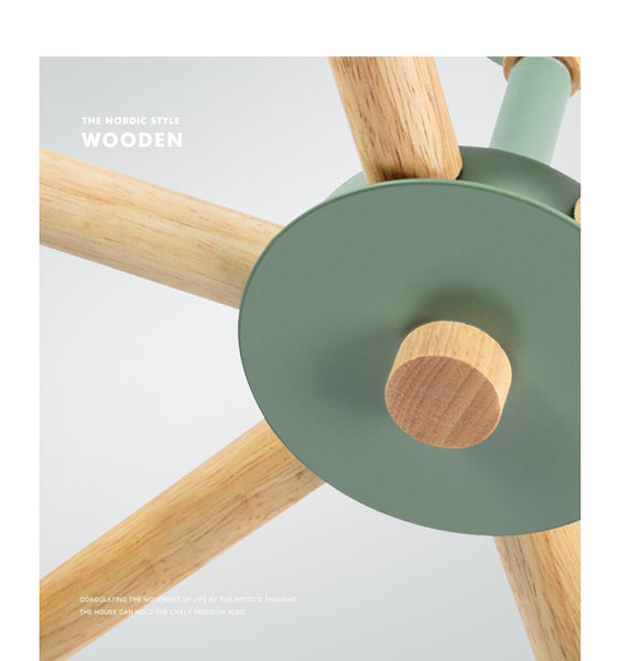 北歐現代簡約時尚客廳原木燈具創意實木吊燈8頭餐廳馬卡龍吊燈