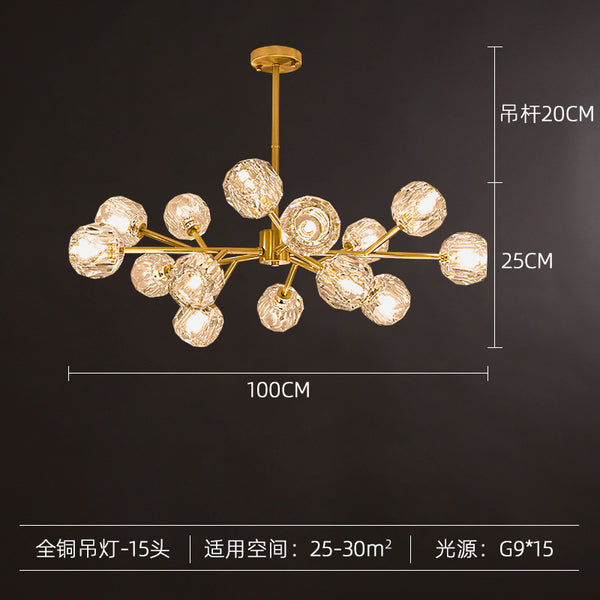 後現代全銅輕奢吊燈客廳燈簡約水晶燈餐廳臥室大氣北歐燈具分子燈