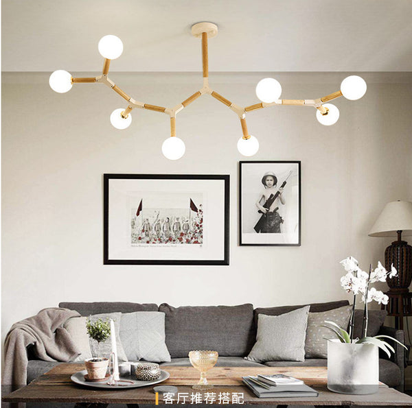 北歐現代大氣客廳吊燈創意個性餐廳臥室樹枝分子燈具咖啡廳魔豆燈