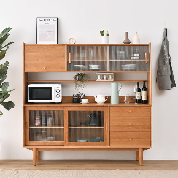 北歐實木餐邊櫃 家用小戶型茶水櫃展示酒櫃餐廳收納儲物櫃