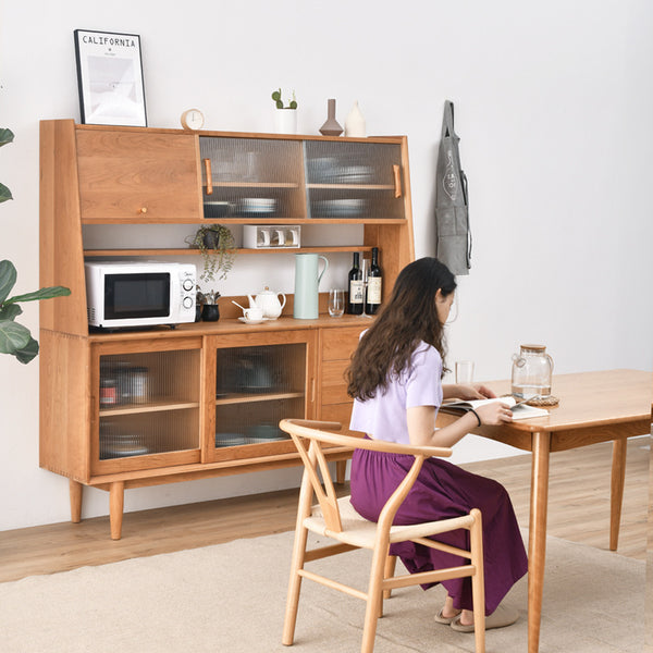 北歐實木餐邊櫃 家用小戶型茶水櫃展示酒櫃餐廳收納儲物櫃