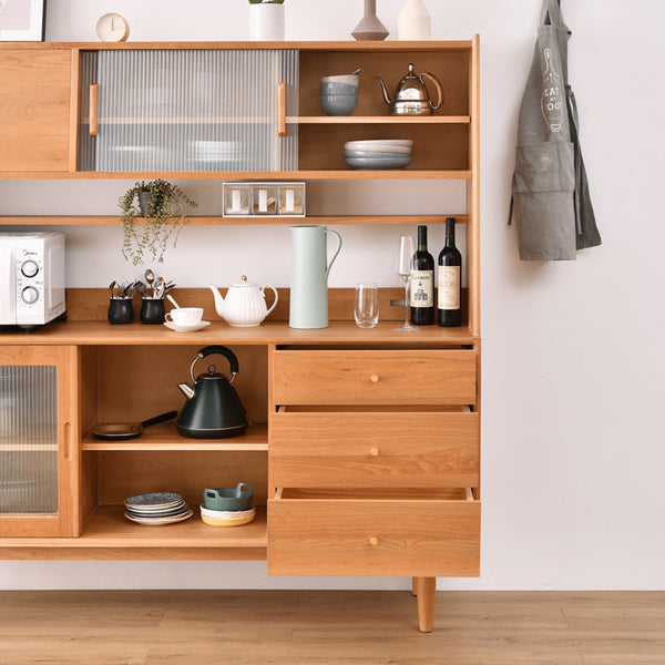 北歐實木餐邊櫃 家用小戶型茶水櫃展示酒櫃餐廳收納儲物櫃
