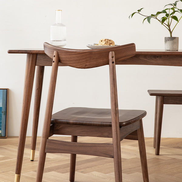 管木匠北歐實木餐椅黑胡桃木現代簡約靠背餐廳椅設計日式休閒椅