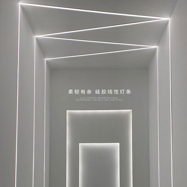 平麵線性燈嵌入式led防水矽膠柔性燈條24V軟燈帶弧形異形線條燈槽