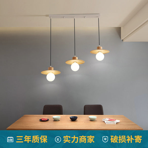 日式實木吊燈三頭餐廳吊燈設計師創意酒吧吧台咖啡廳吊燈圓形吊燈