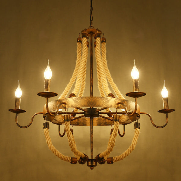 美式工業創意復古餐客廳服裝店咖啡工程酒店loft鐵藝麻繩葫蘆吊燈 - luxhkhome