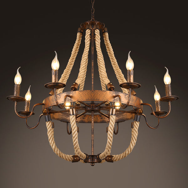 美式工業創意復古餐客廳服裝店咖啡工程酒店loft鐵藝麻繩葫蘆吊燈 - luxhkhome