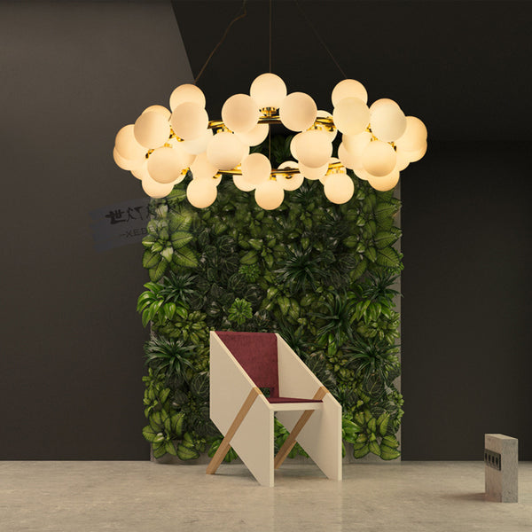 北歐餐廳吊燈簡約創意客廳服裝店多頭燈具dna分子玻璃球魔豆吊燈 - luxhkhome