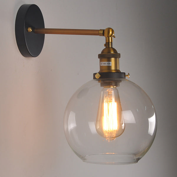 復古工業風玻璃壁燈古銅色清光透明電鍍壁燈 - luxhkhome