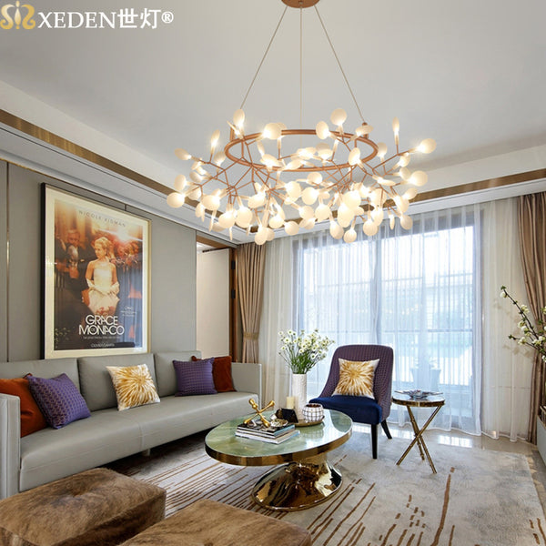 北歐臥室吊燈後現代客廳吊燈創意餐廳螢火蟲吊燈簡約設計師個性燈 - luxhkhome