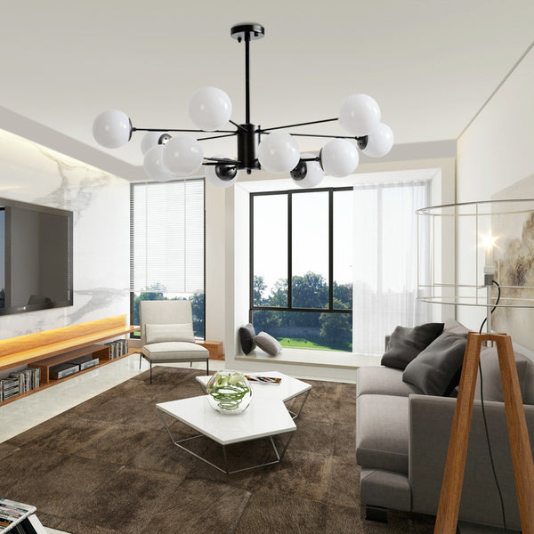 後現代新魔豆吊燈白色圓球個性創意客廳藝術餐廳玻璃鐵藝燈具 - luxhkhome