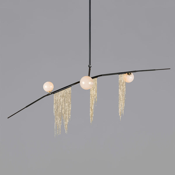 北歐後現代客廳吊燈創意個性簡約時尚餐廳吊燈鐵藝鏈條玻璃罩燈具 - luxhkhome