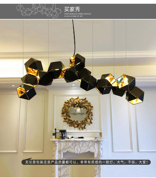 北歐大氣現代簡約分子吊燈創意個性餐廳吧台辦公室鏡面燈具餐桌燈 - luxhkhome