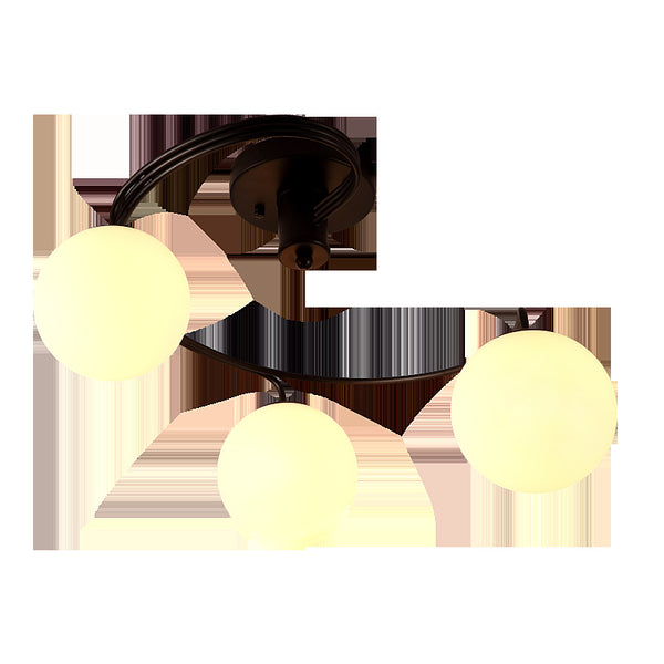 美式客廳吸頂燈圓形簡約臥室燈大氣鐵藝玻璃餐廳燈具 - luxhkhome