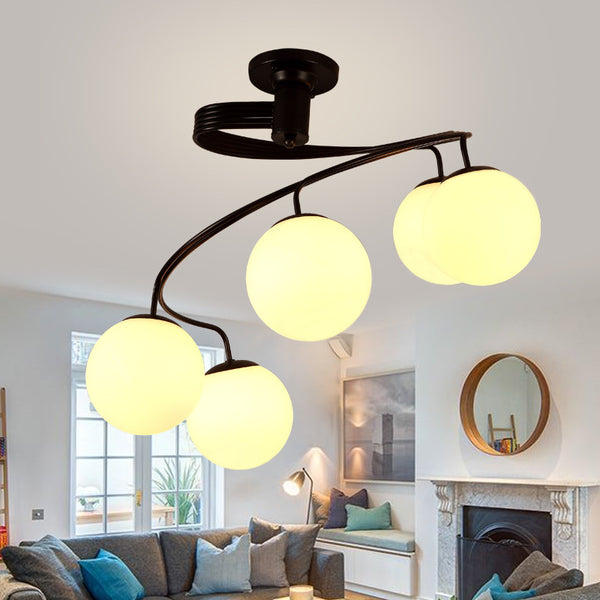 美式客廳吸頂燈圓形簡約臥室燈大氣鐵藝玻璃餐廳燈具 - luxhkhome