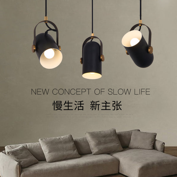 現代簡約客廳吊頂射燈北歐創意個性黑色臥室床頭單頭小吊燈 - luxhkhome