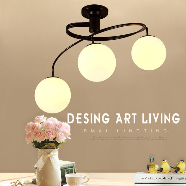 美式客廳吸頂燈圓形簡約臥室燈大氣鐵藝玻璃餐廳燈具 - luxhkhome